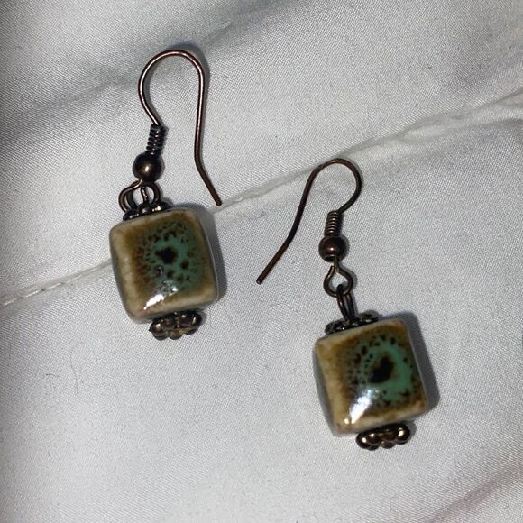 Red Creek Jasper Rounded Earth Tones Unique Pendant Necklace & Earrings Set - Picture 5 of 11